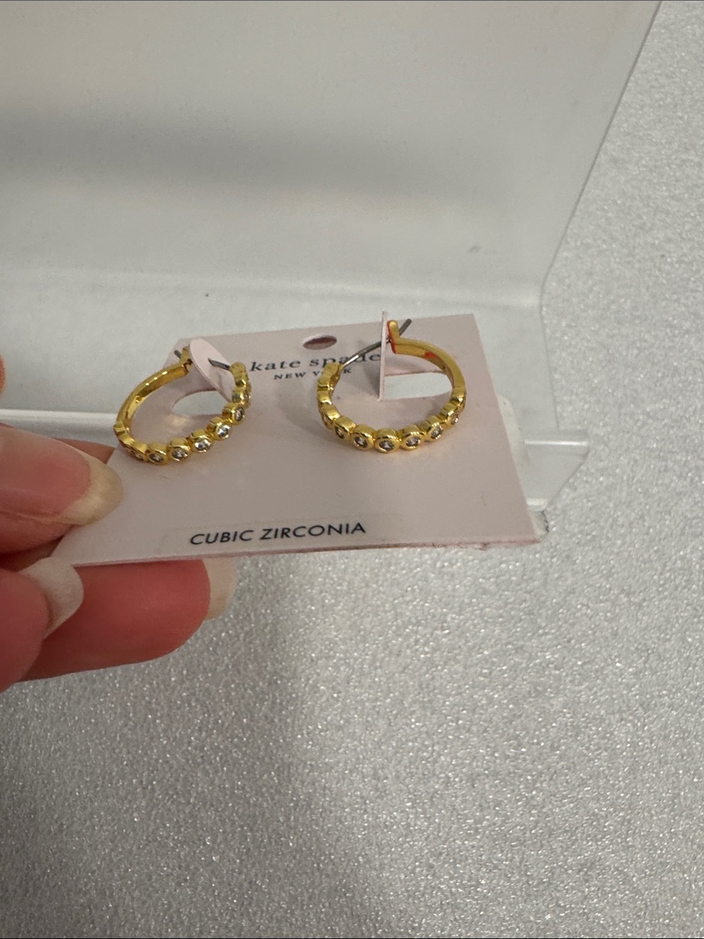 Kate spade cubic zirconia gold hoop earrings NWT - Picture 2 of 3